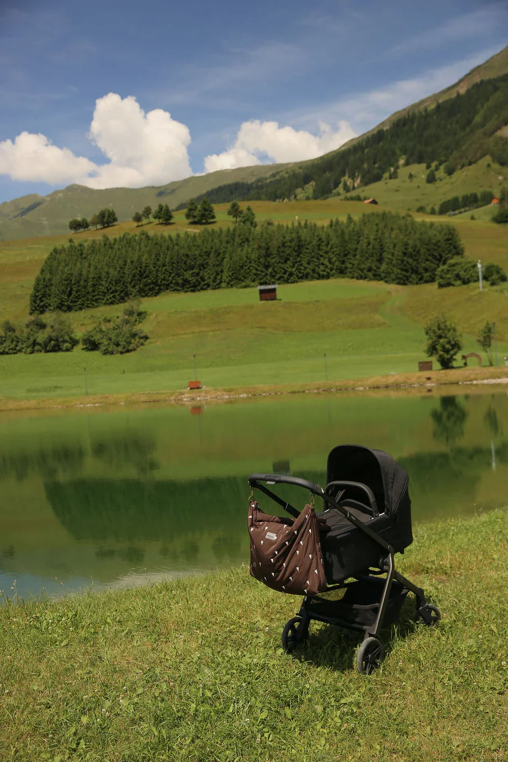 Brown Hearts Puffy Diaper Bag