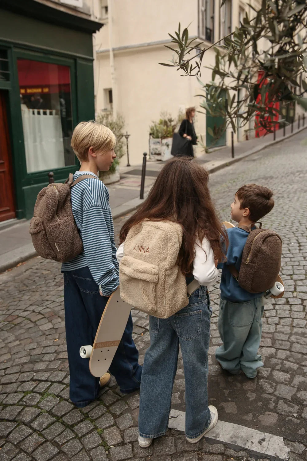 Brown Teddy Midi Backpack Front Pocket