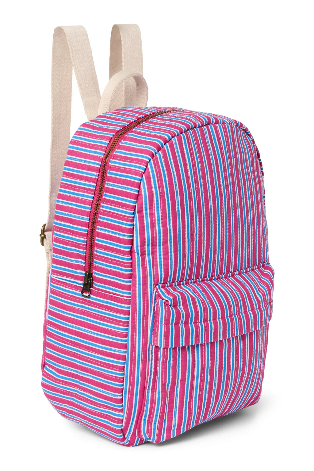 Poplin Striped Midi Backpack | Raspberry