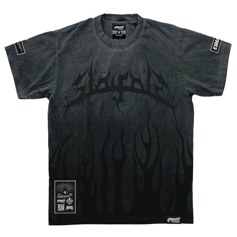 Black Torch (Petrol Bleached) - Heavy Oversized T-Shirt (250GSM)