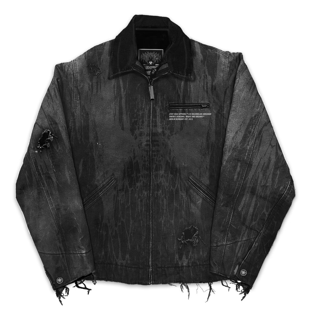 Black Anvil (Dark Grey) - Distressed Denim Jacket (380GSM)