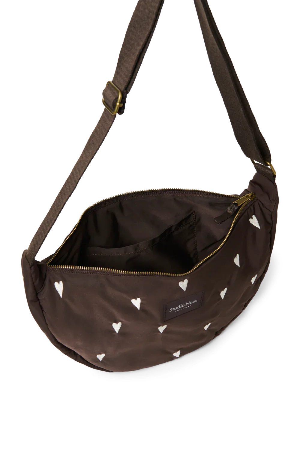 Brown Hearts Puffy Adult Fanny Pack