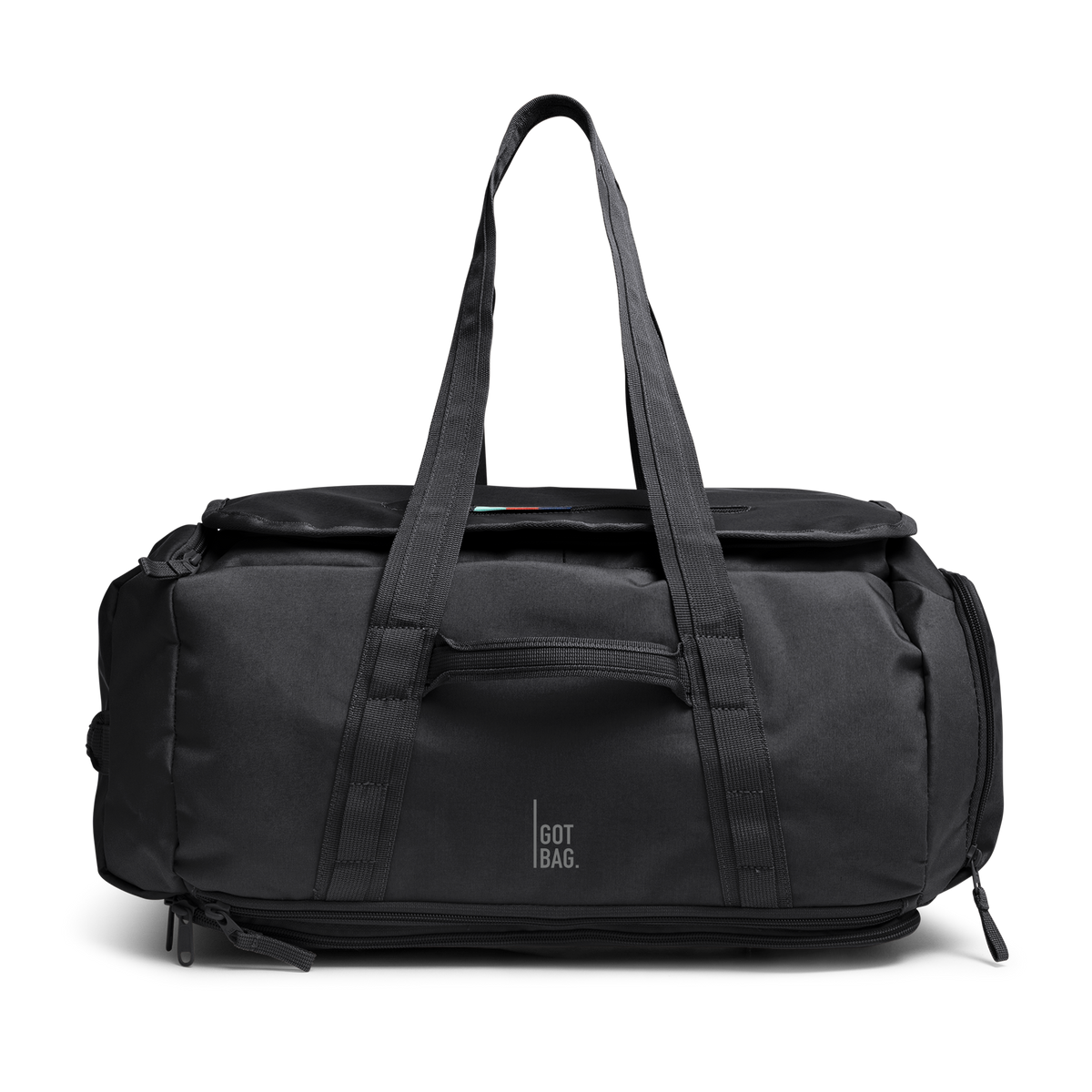 DUFFLE PACK Tasche in black (Schwarz) als Studioaufnahme in Frontansicht.