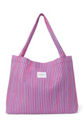 Poplin Striped Mom Bag | Raspberry
