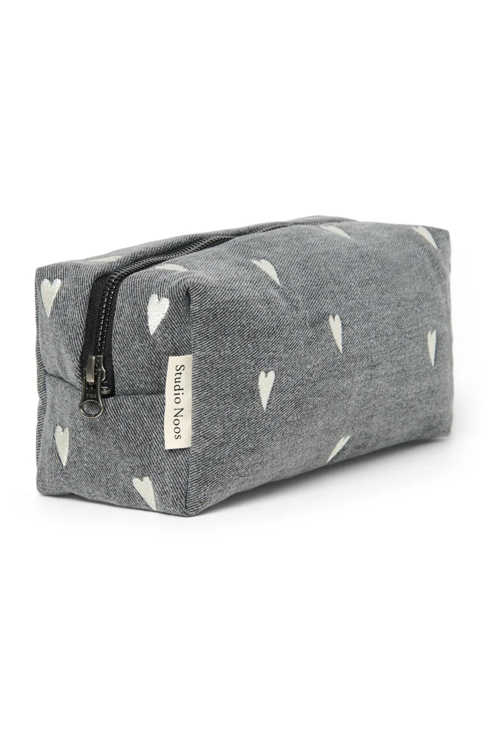 Grey Hearts Denim Pouch