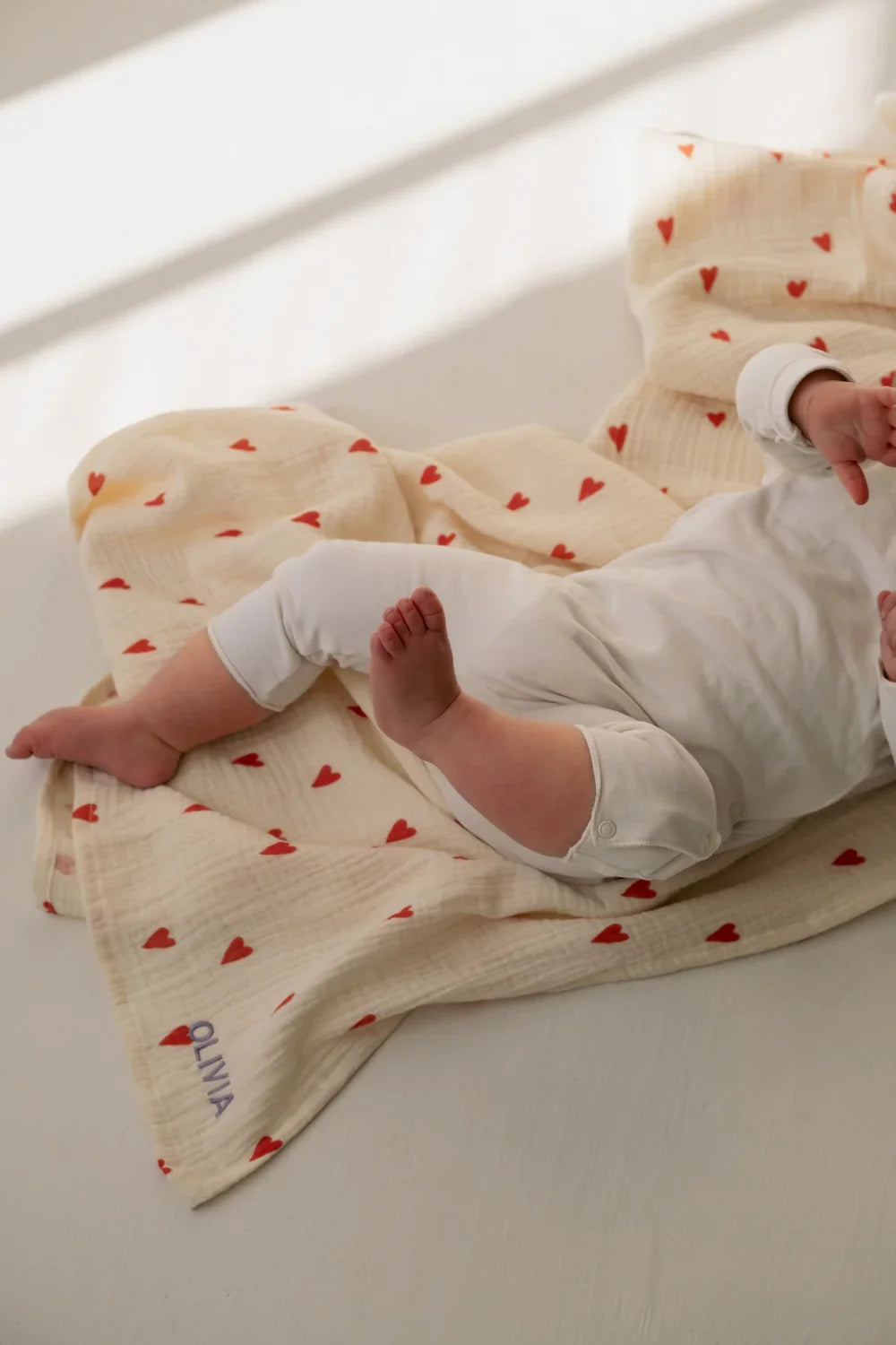 Green Hearts Swaddle Print Large