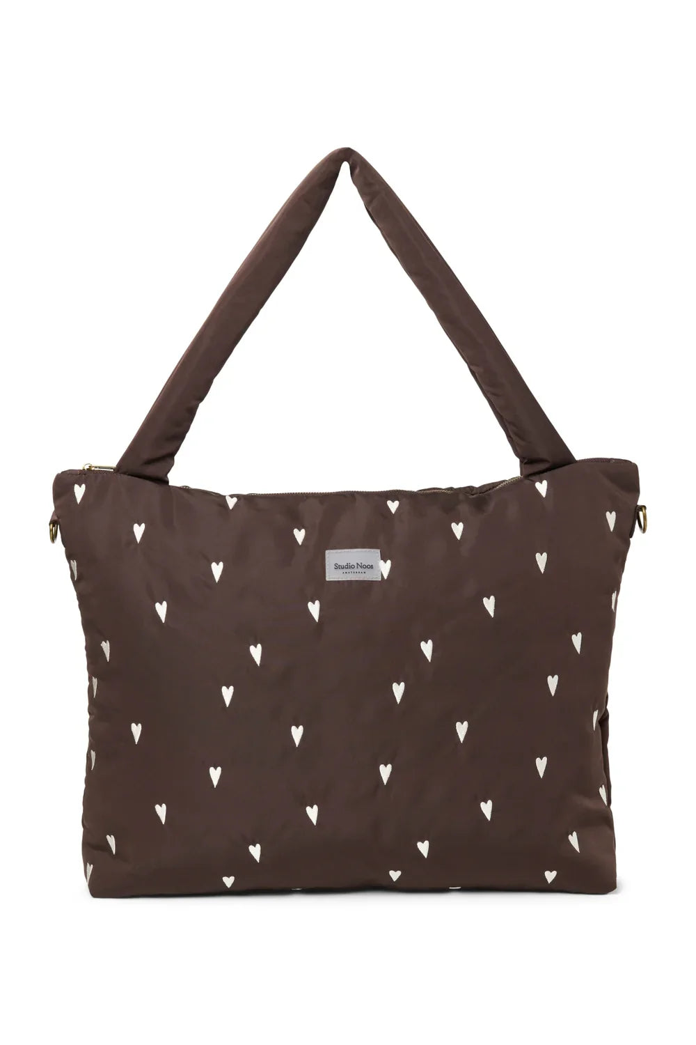 Brown Hearts Puffy Diaper Bag