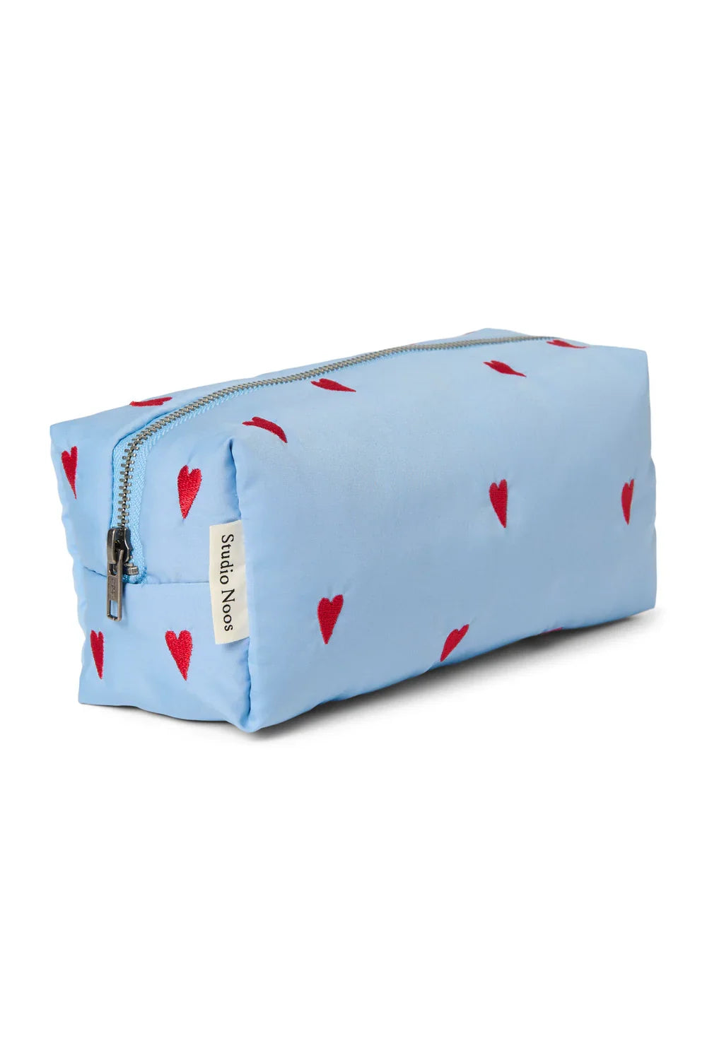 Light Blue Hearts Puffy Pouch