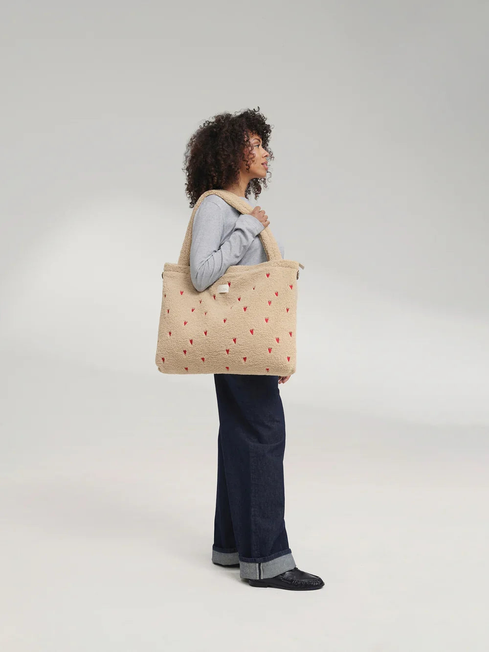 Ecru Hearts Teddy Diaper Bag