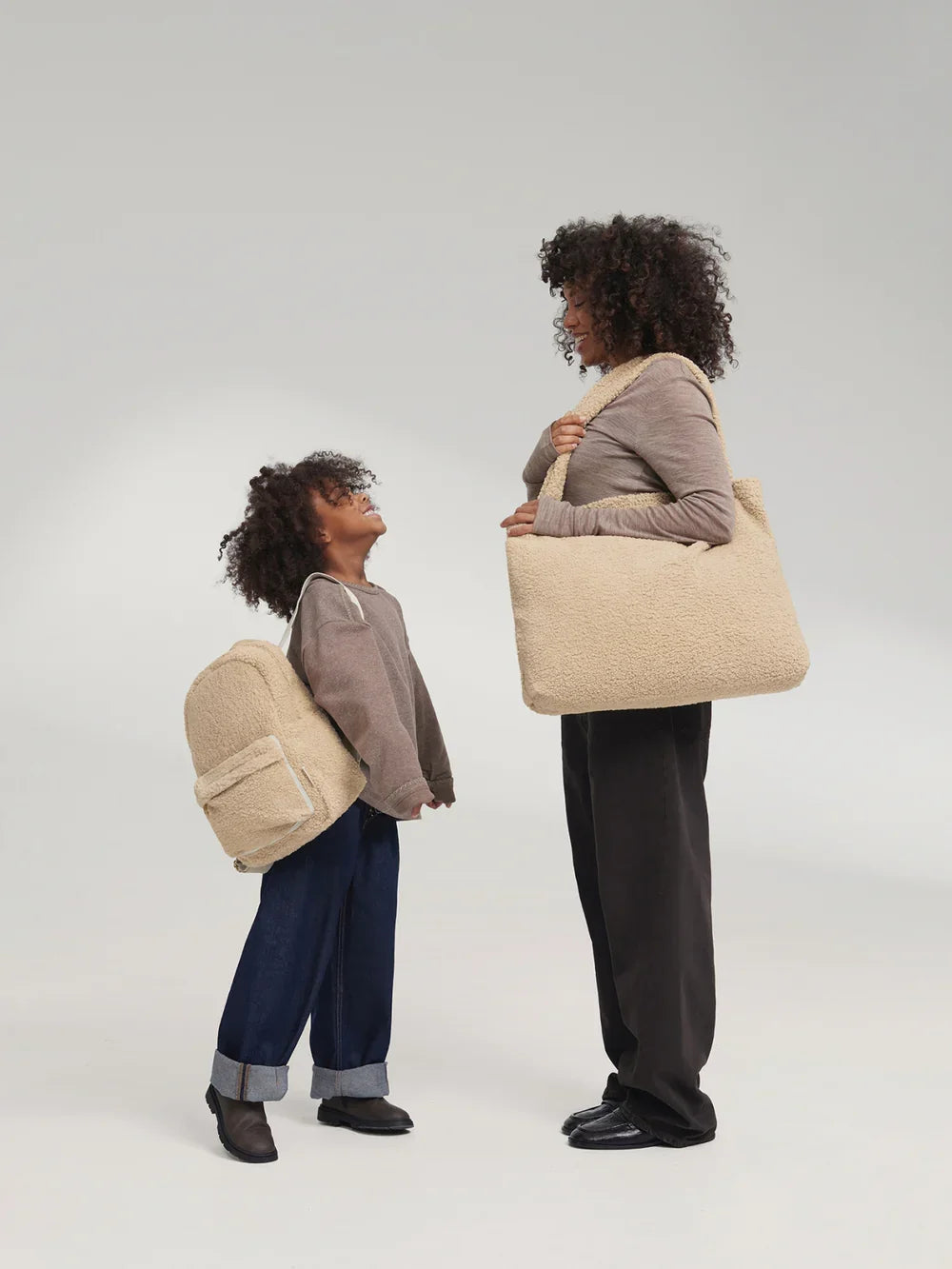 Brown Teddy Midi Backpack Front Pocket