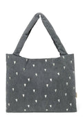 Grey Hearts Denim Mom Bag
