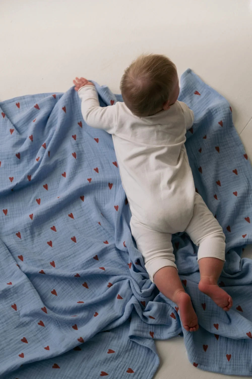 Light Blue Hearts Swaddle Print Medium