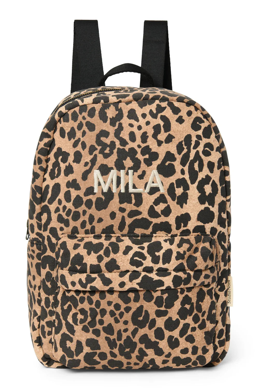 Brown Leopard Cotton Midi Backpack