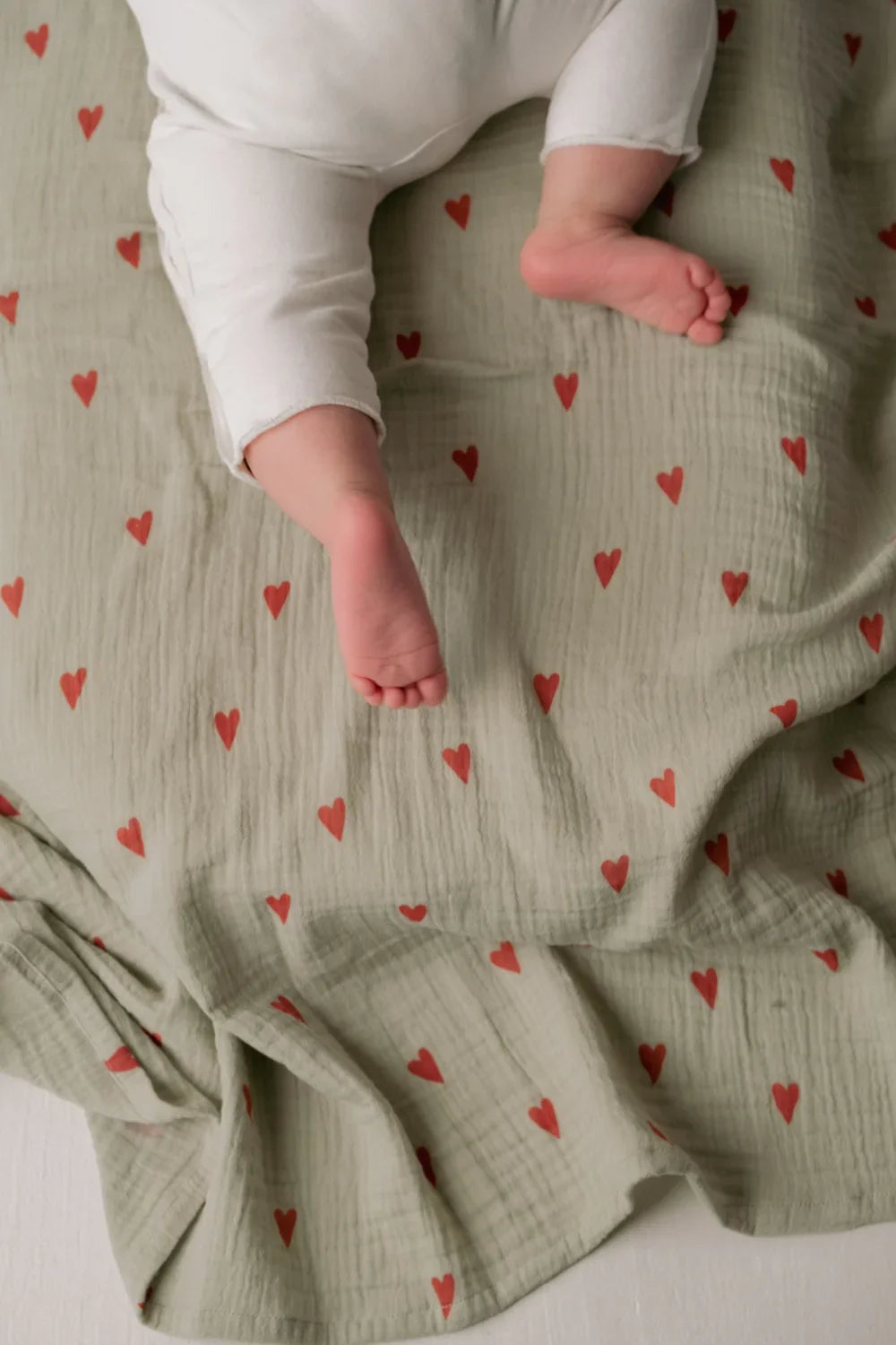 Beige Hearts Swaddle Print Large