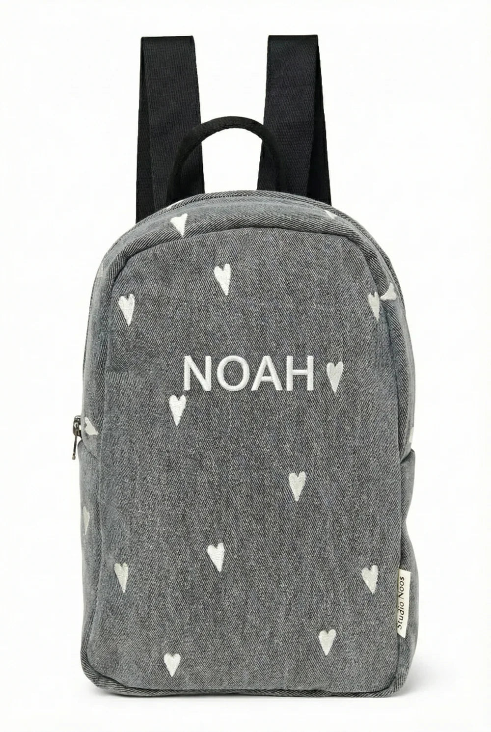 Grey Hearts Denim Mini Backpack