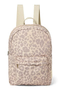 Beige Leopard Puffy Midi Backpack