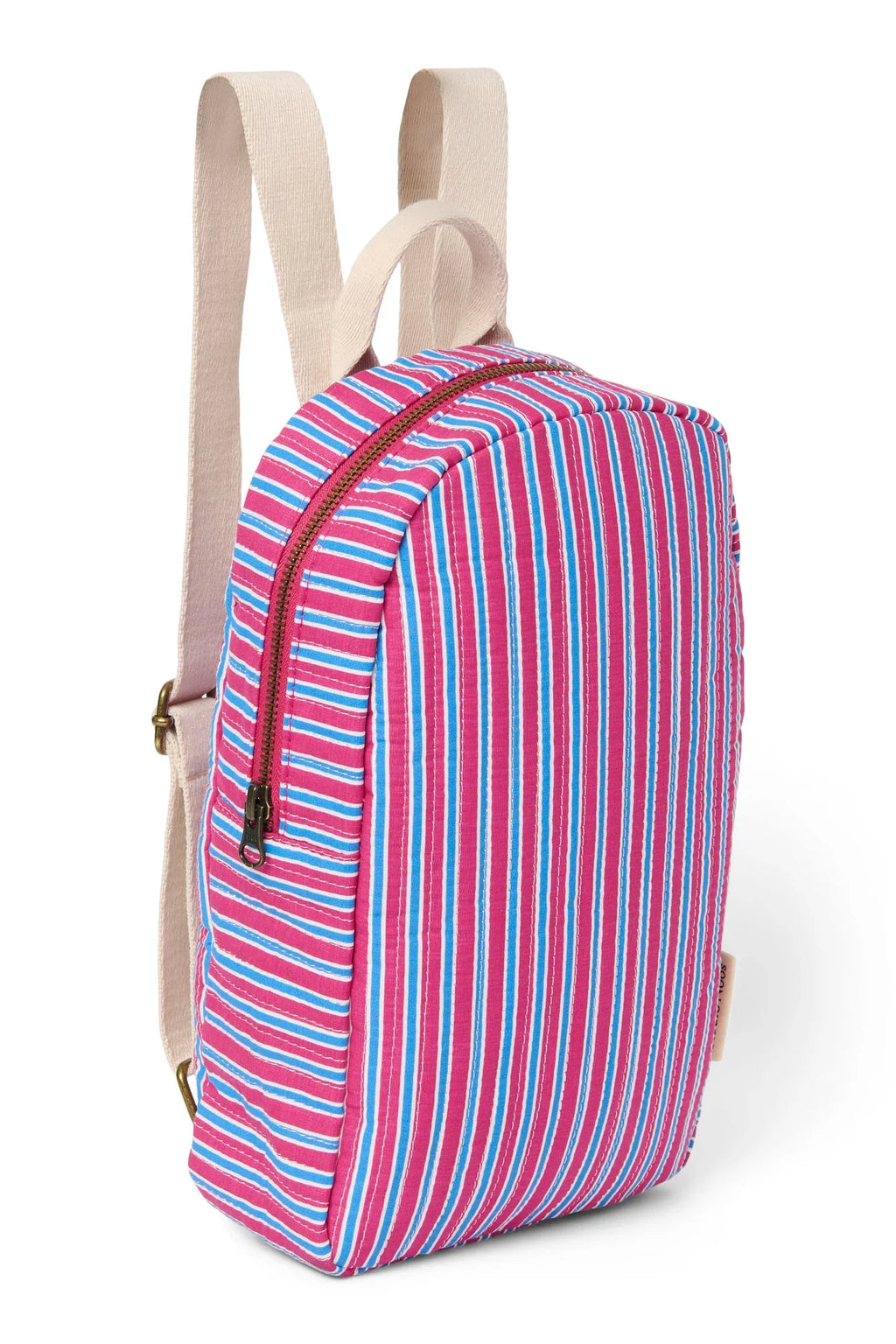 Poplin Striped Mini Backpack | Raspberry