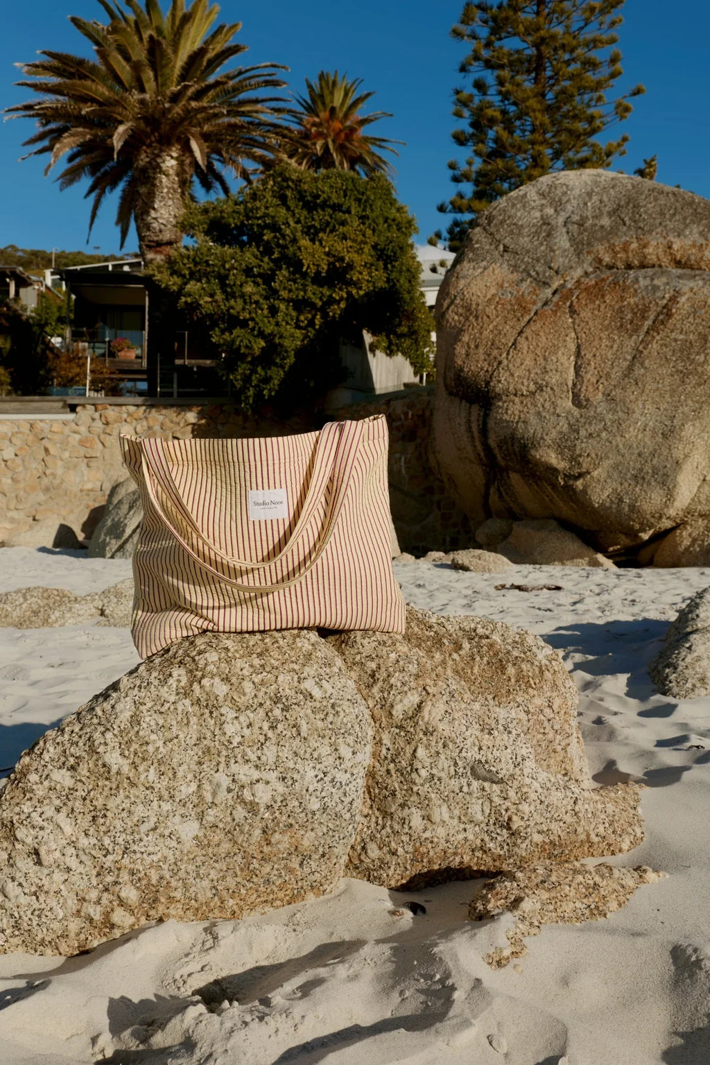 Poplin Striped Mom Bag | Raspberry