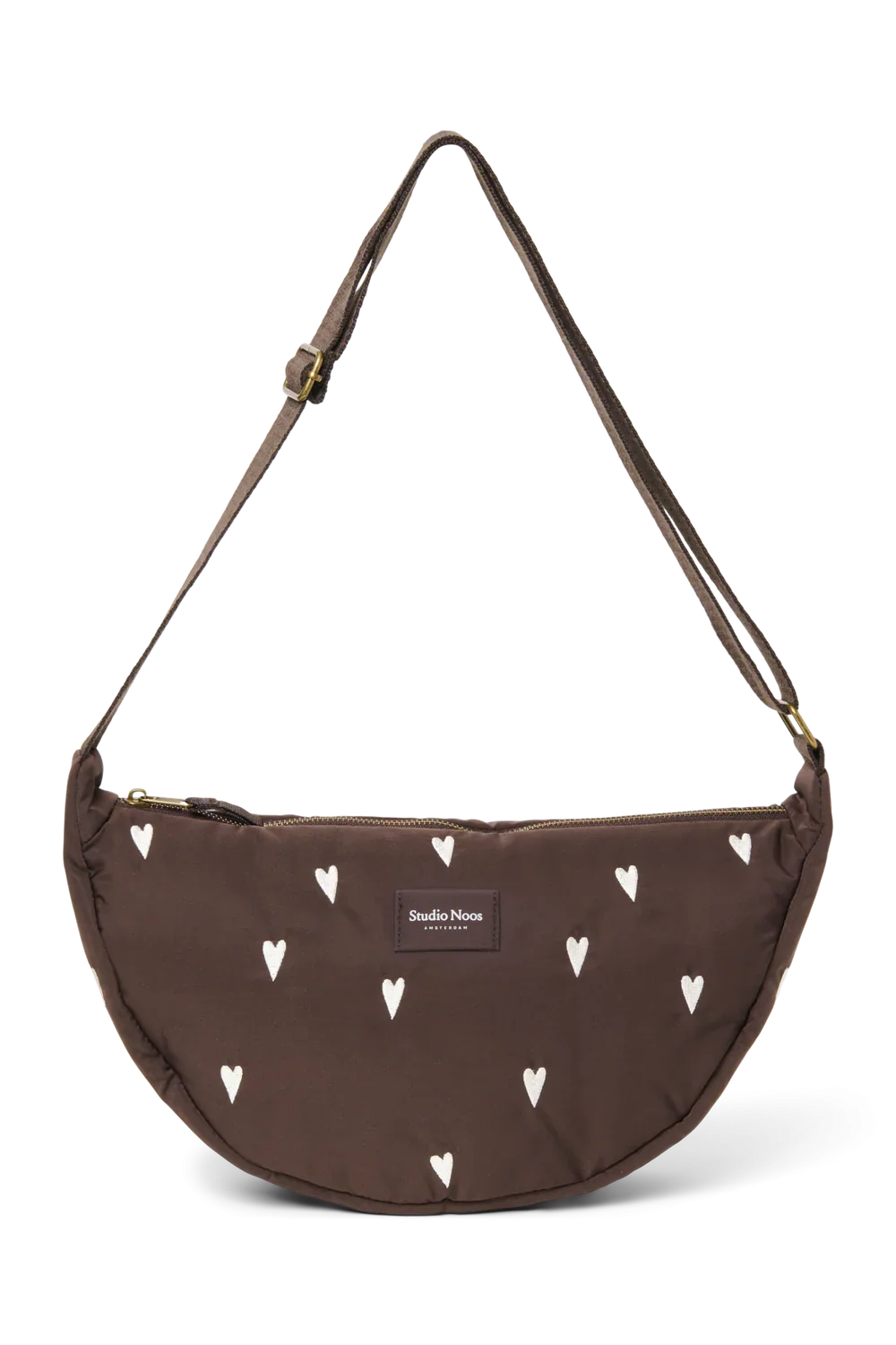 Brown Hearts Puffy Adult Fanny Pack
