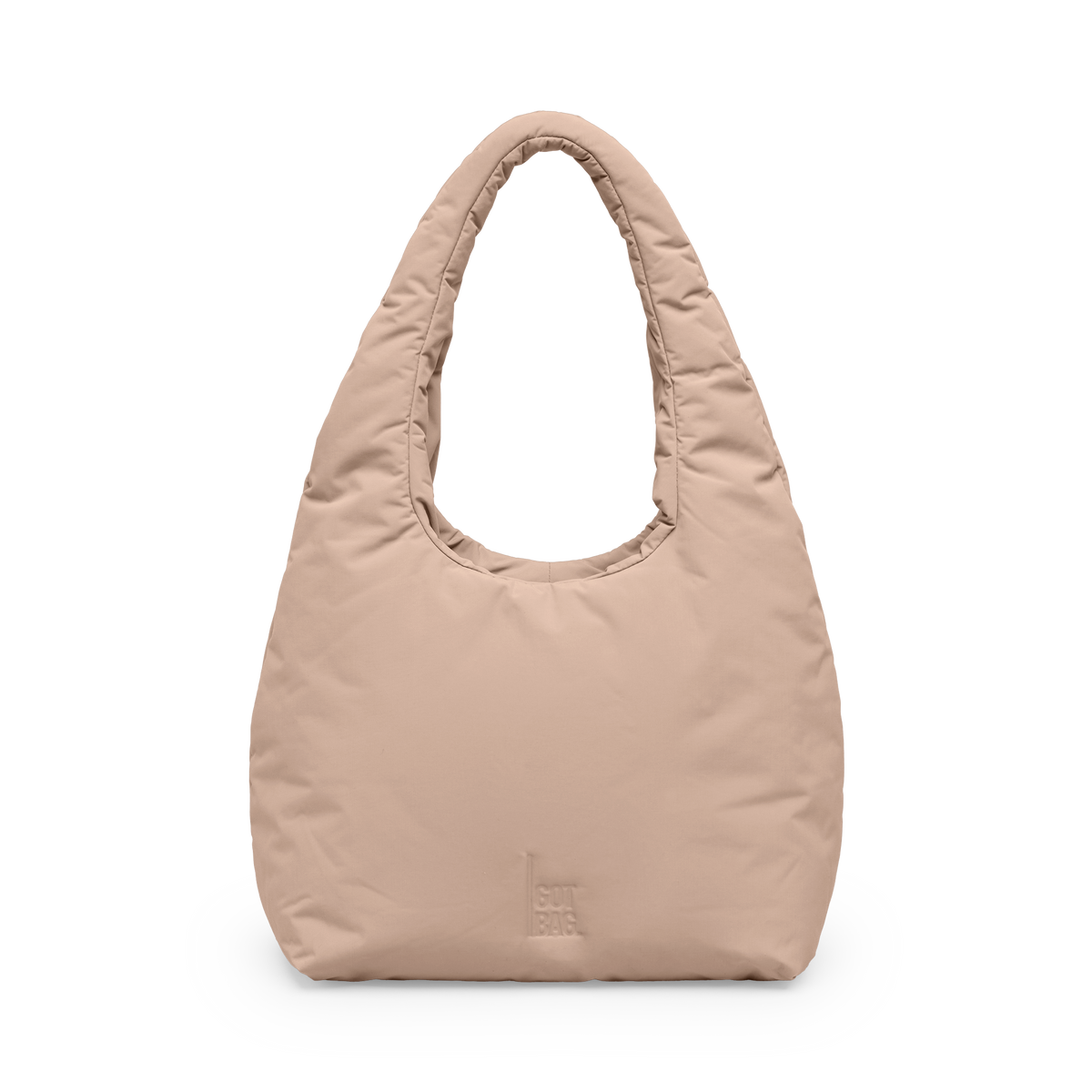 CLOUD SHOULDER BAG Tasche in sandbar (warmes Beige mit rötlichem Unterton) als Studioaufnahme in Frontansicht.