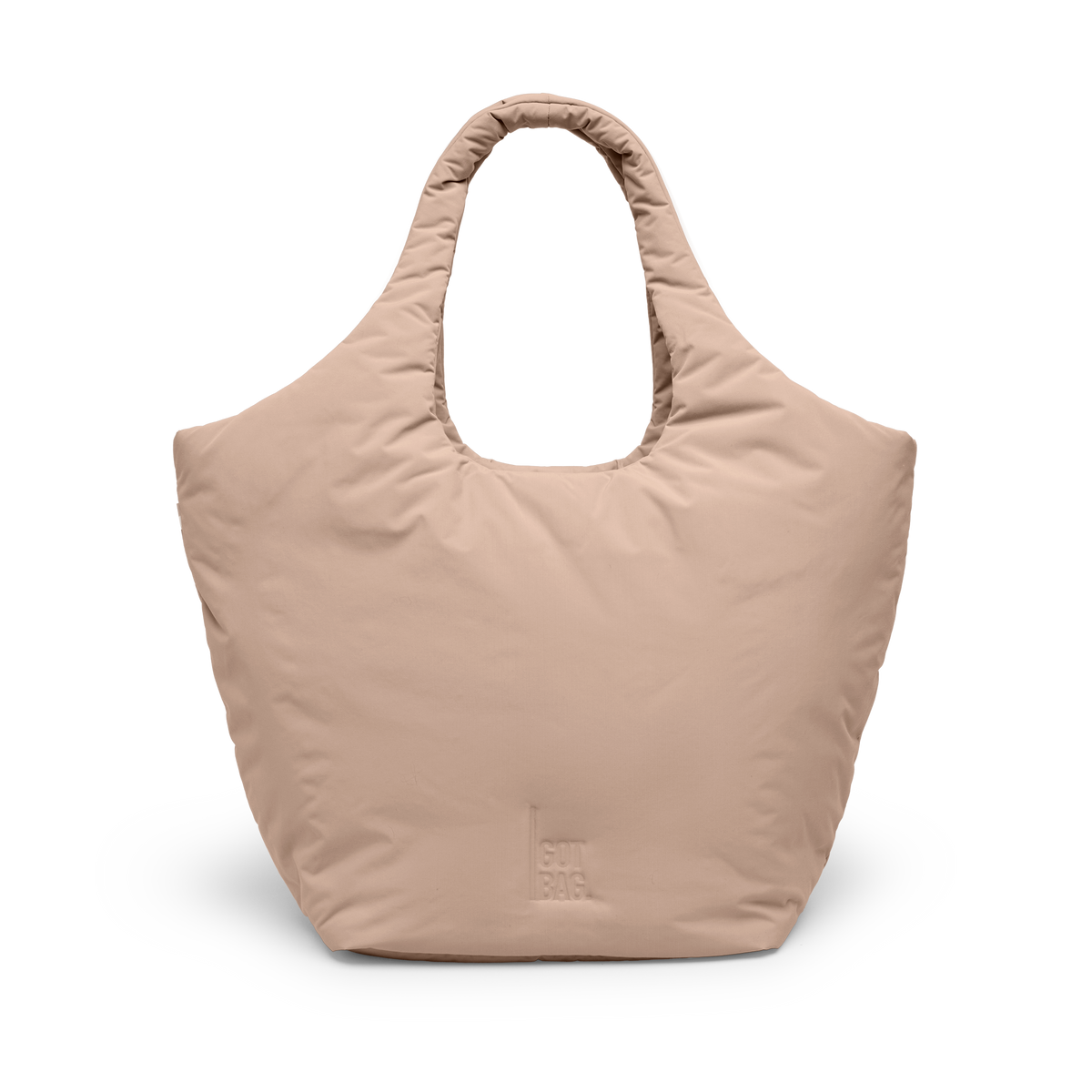 CLOUD TOTE BAG Tasche in sandbar (warmes Beige mit rötlichem Unterton) als Studioaufnahme in Frontansicht.