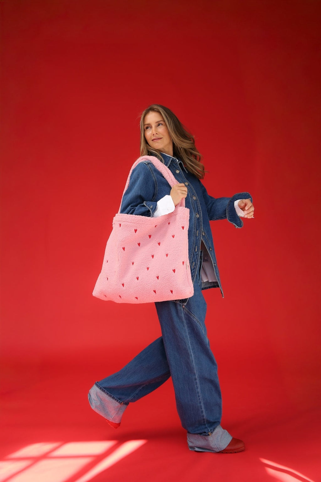 Teddy Mom Bag | Light Pink Hearts