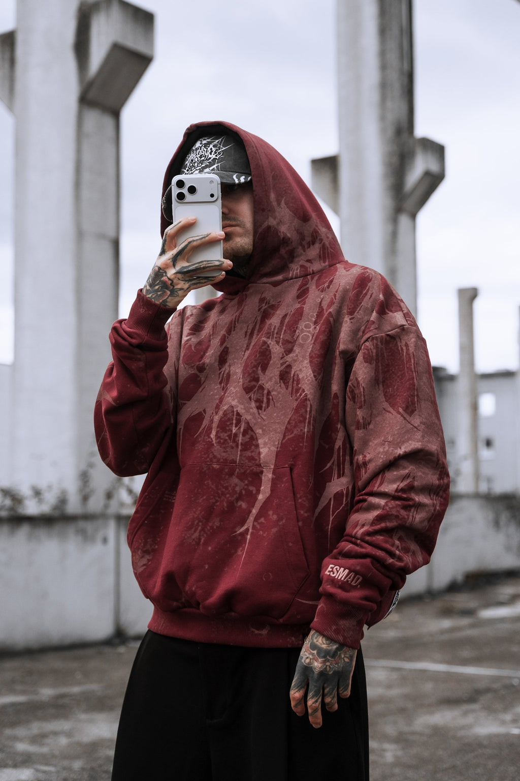 Grimfall - Heavy Oversized Hoodie (Rusty Red) 400GSM