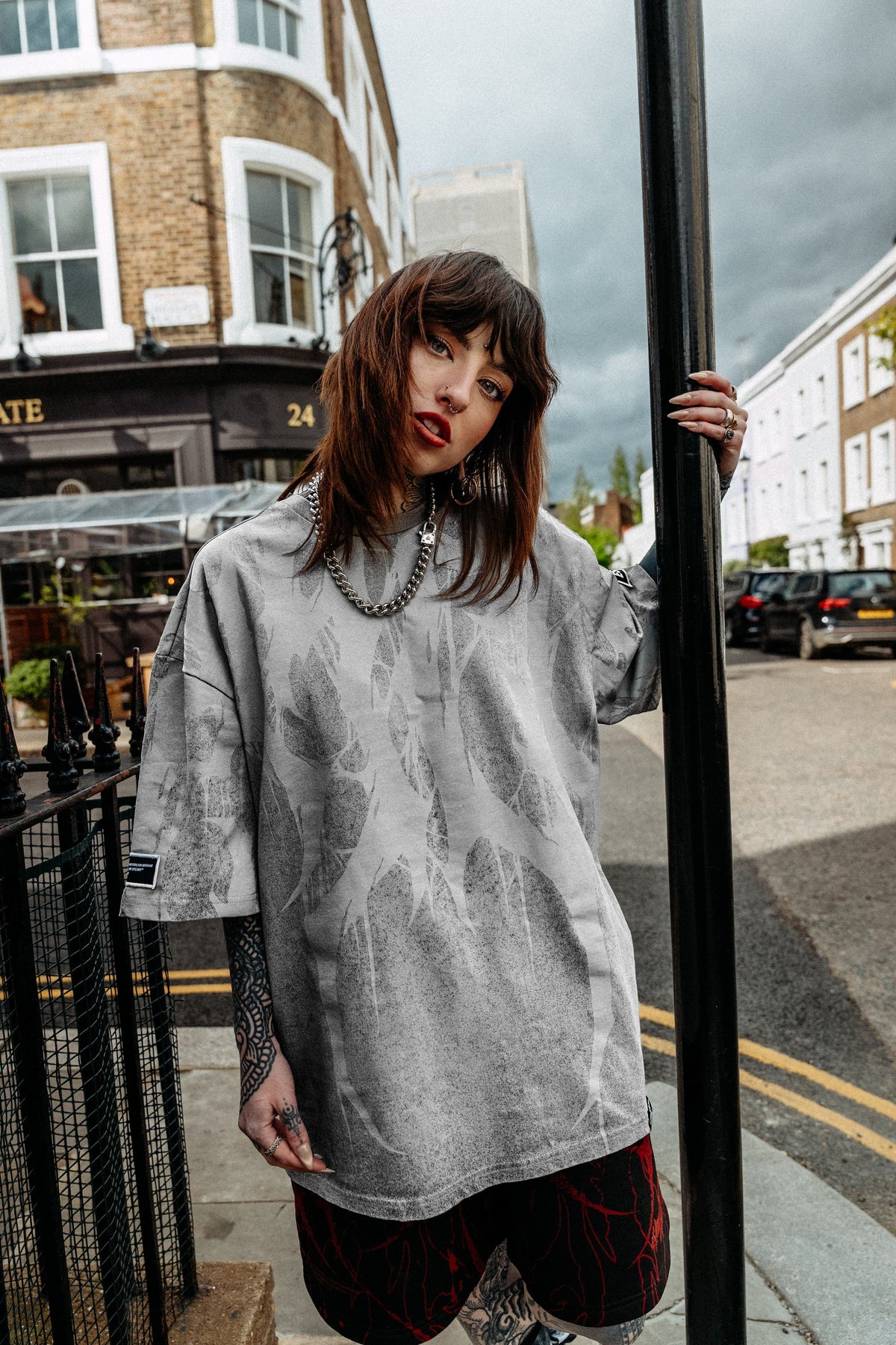 Grimfall - Heavy Oversized T-Shirt (Grey) 250GSM