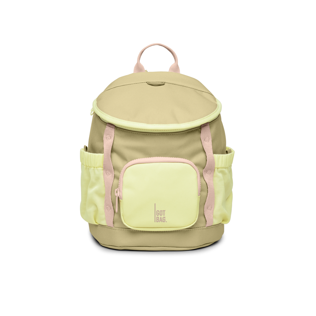 KIDS ADVENTURE DAYPACK Rucksack in nori (pastellfarbenes Pistaziengrün) als Studioaufnahme in Frontansicht.