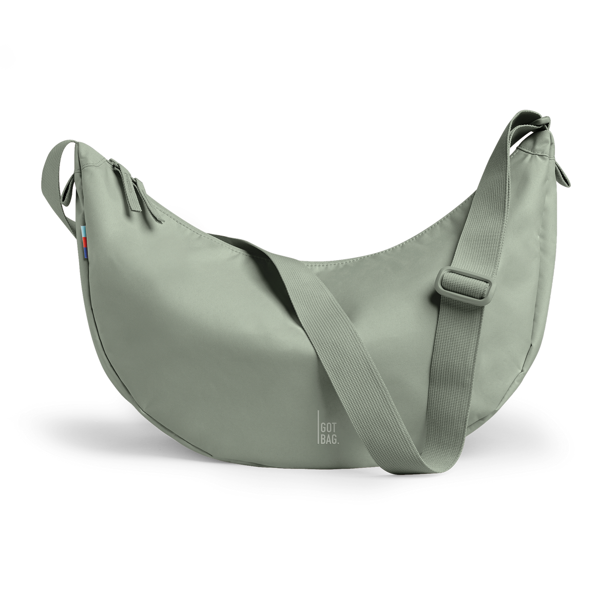 MOON BAG LARGE Tasche in bass (Salbeigrün) als Studioaufnahme in Frontansicht.