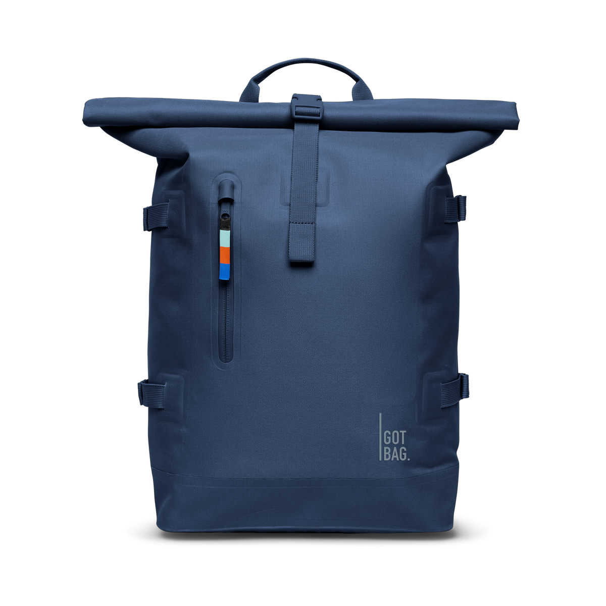ROLLTOP Rucksack in ocean als Studioaufnahme in Frontansicht.