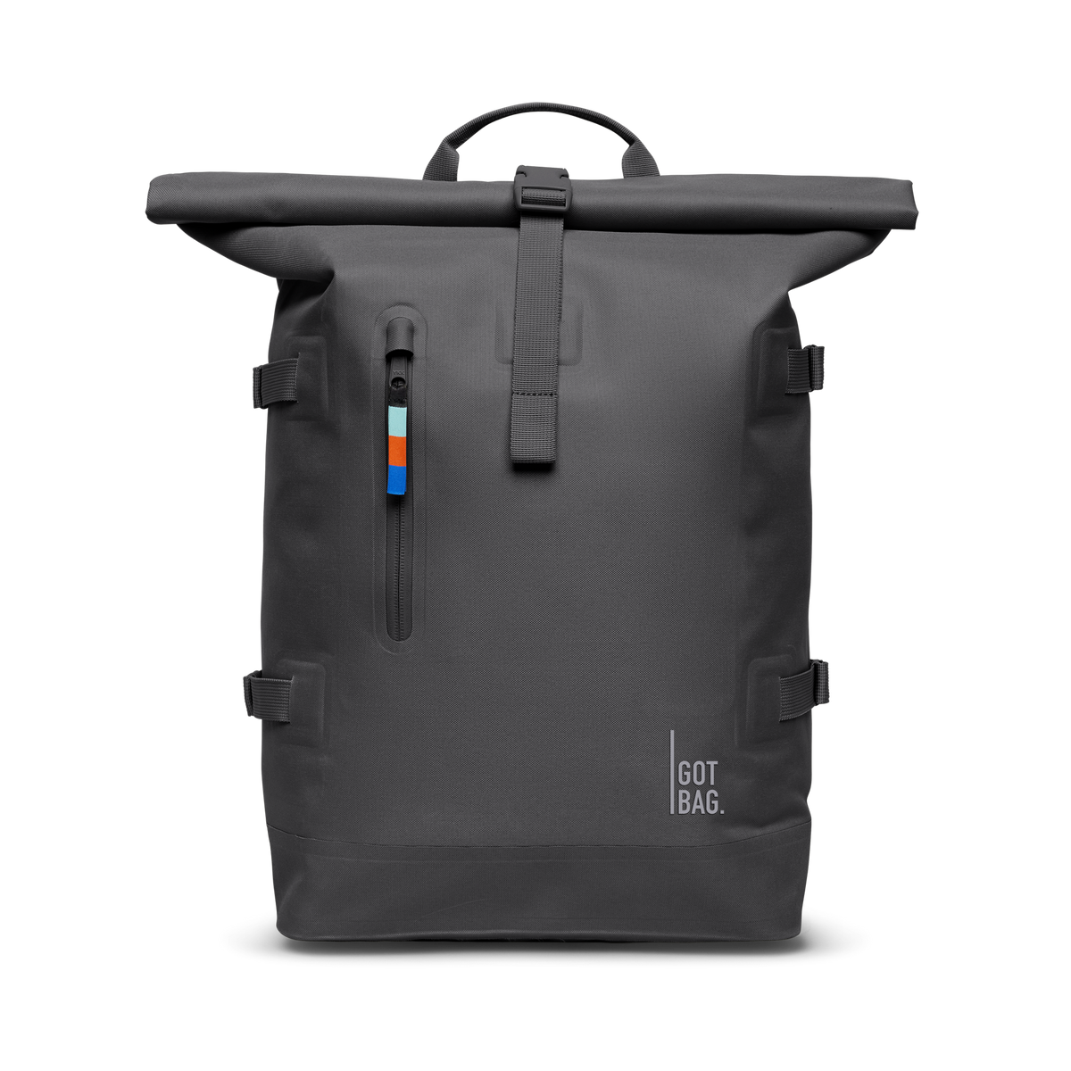 ROLLTOP 2.0 Rucksack in shark (Dunkelgrau) in Frontansicht.