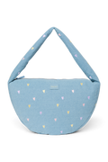 Denim Cross Body Bag | Light Blue Hearts