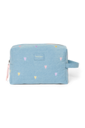 Denim Toiletry Bag | Light Blue Hearts