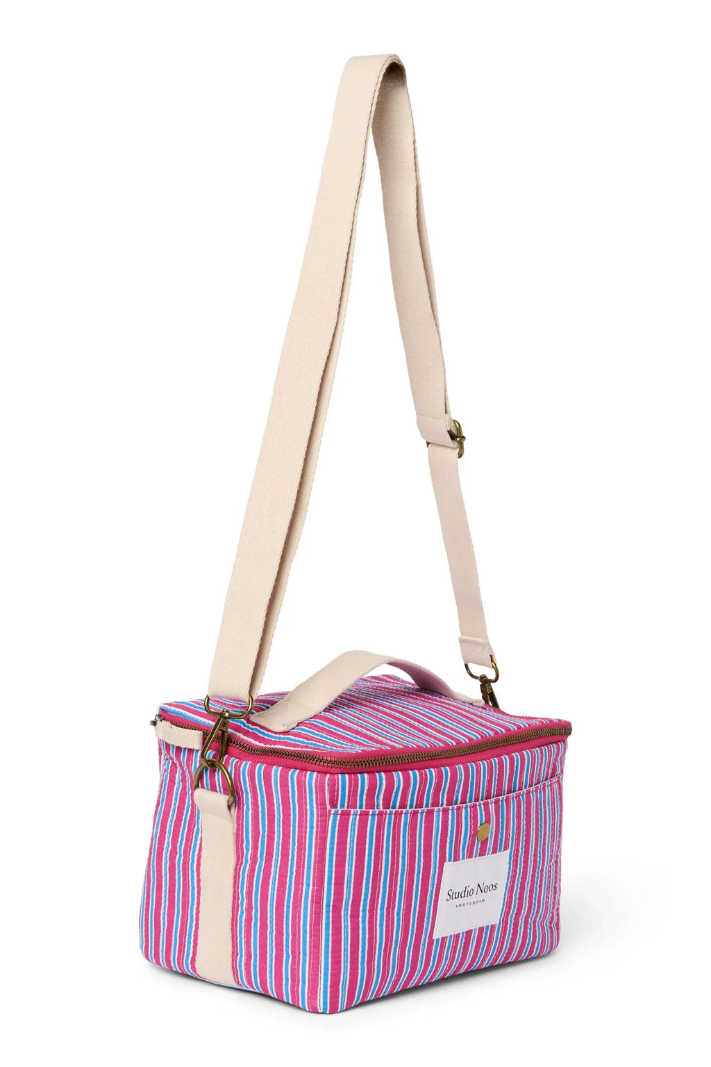 Poplin Striped Cooler Bag | Raspberry