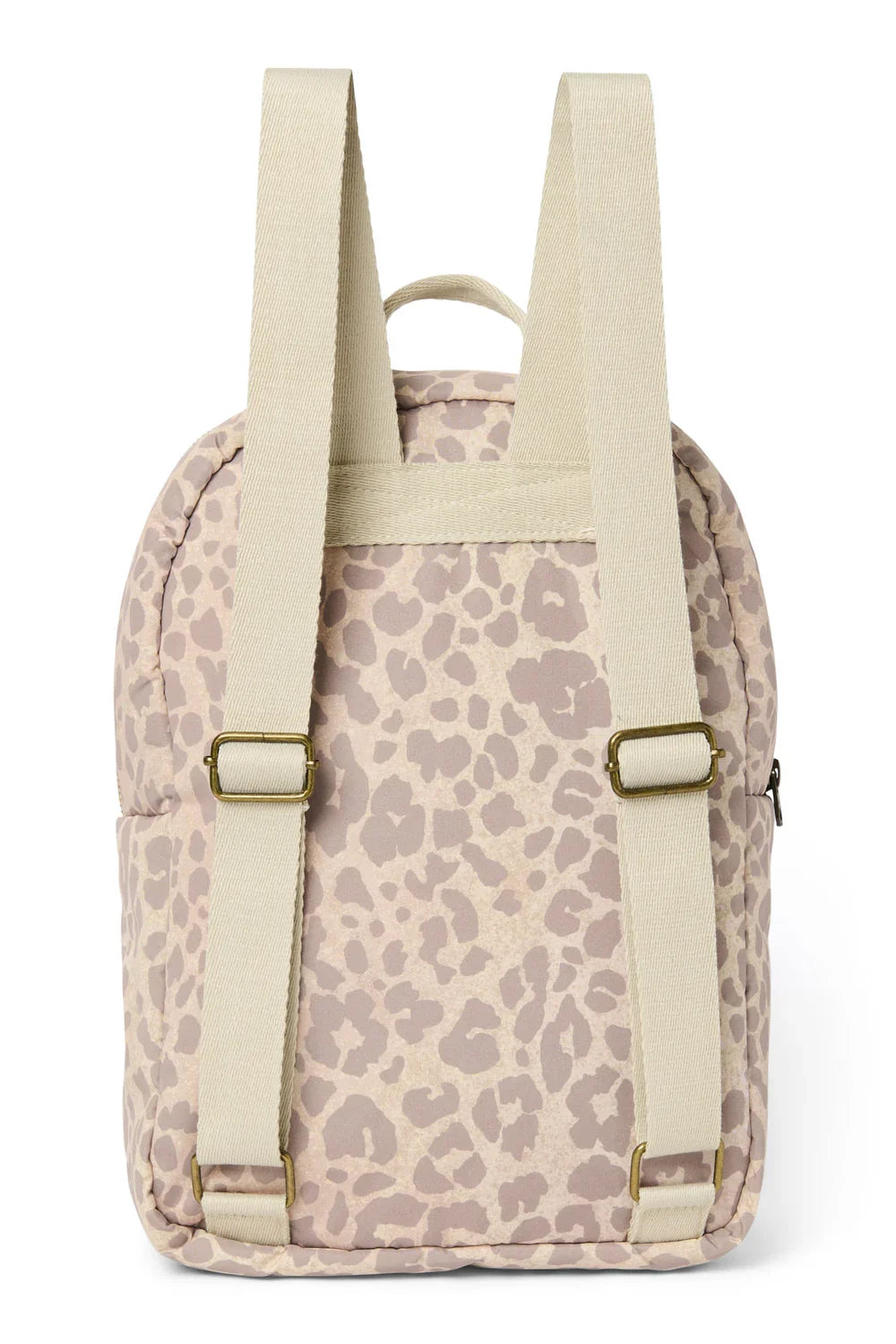 Beige Leopard Puffy Midi Backpack