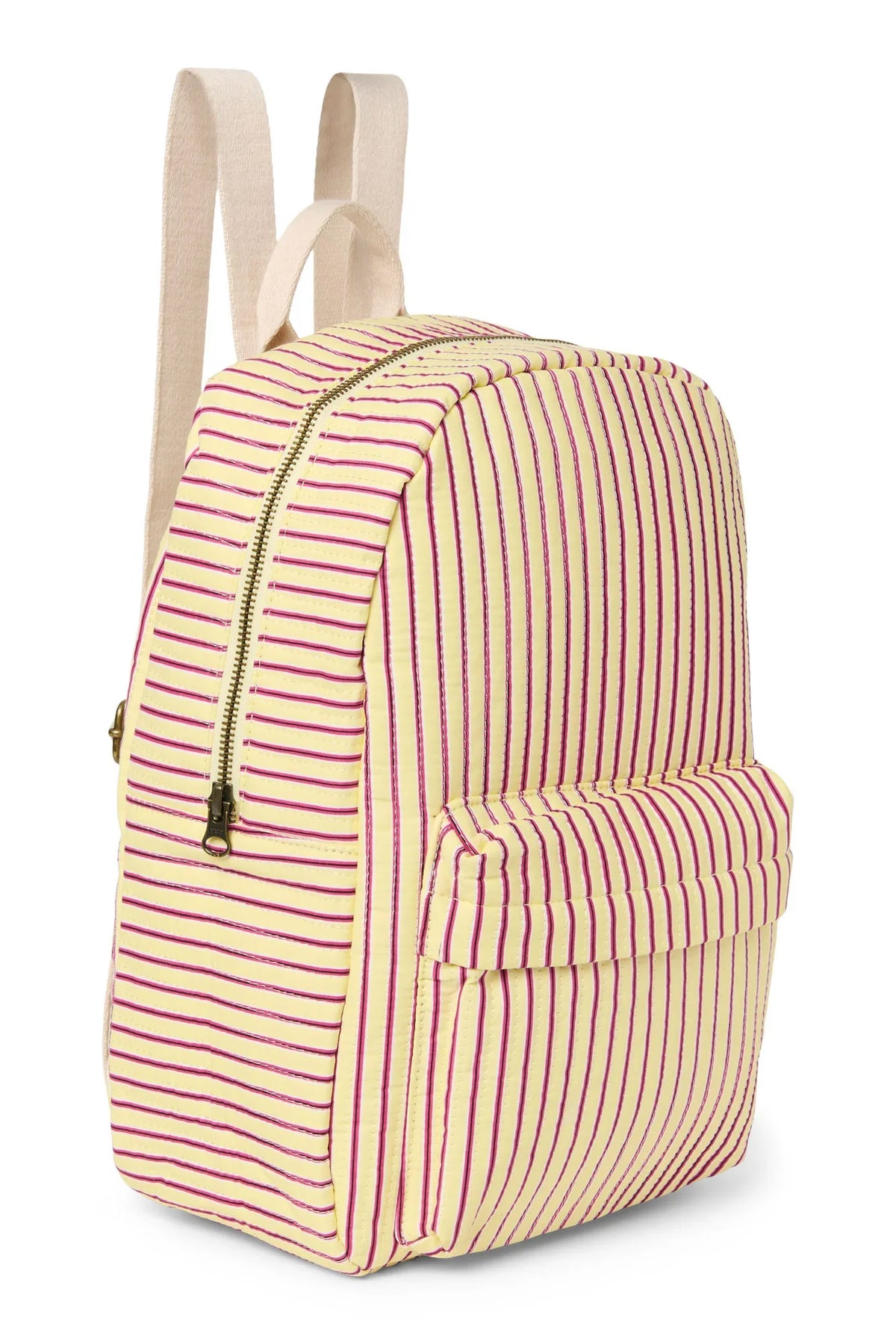Poplin Striped Midi Backpack | Butter Yellow
