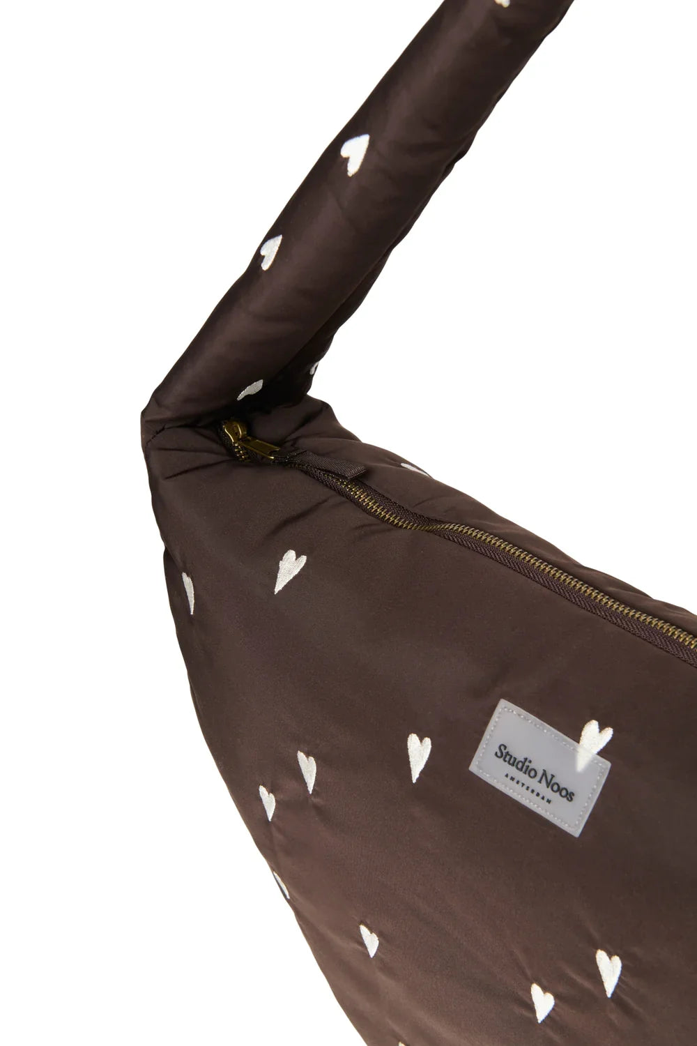 Brown Hearts Puffy Cross Body Bag