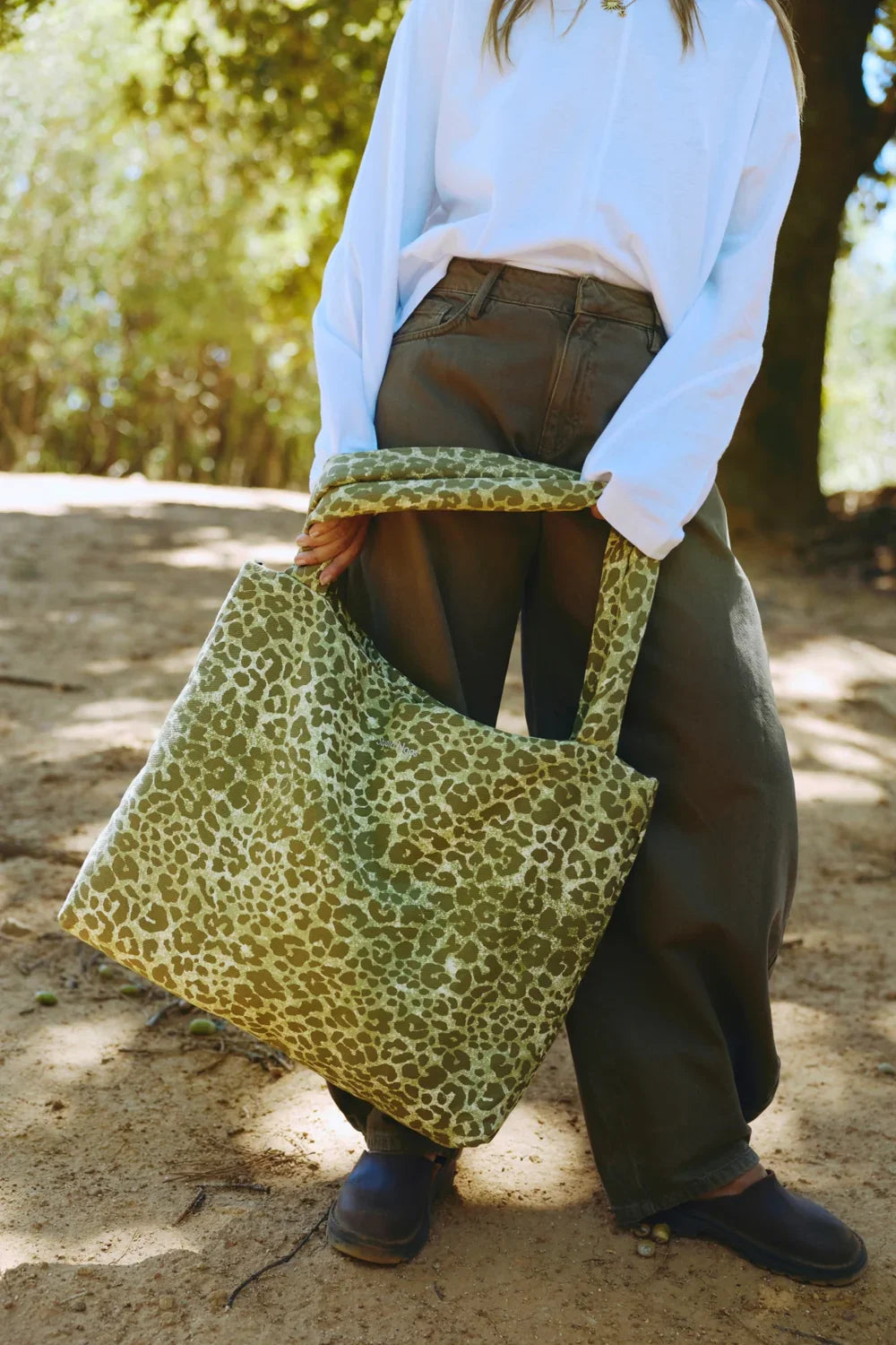 Green Leopard Cotton Mom Bag