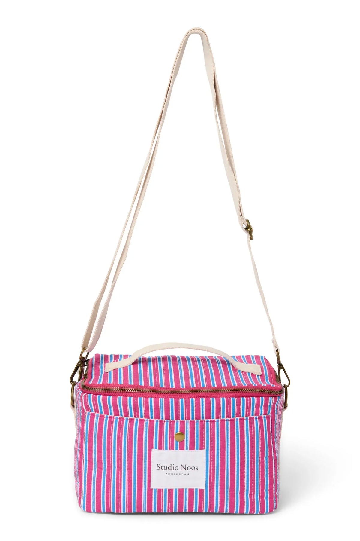Poplin Striped Cooler Bag | Raspberry