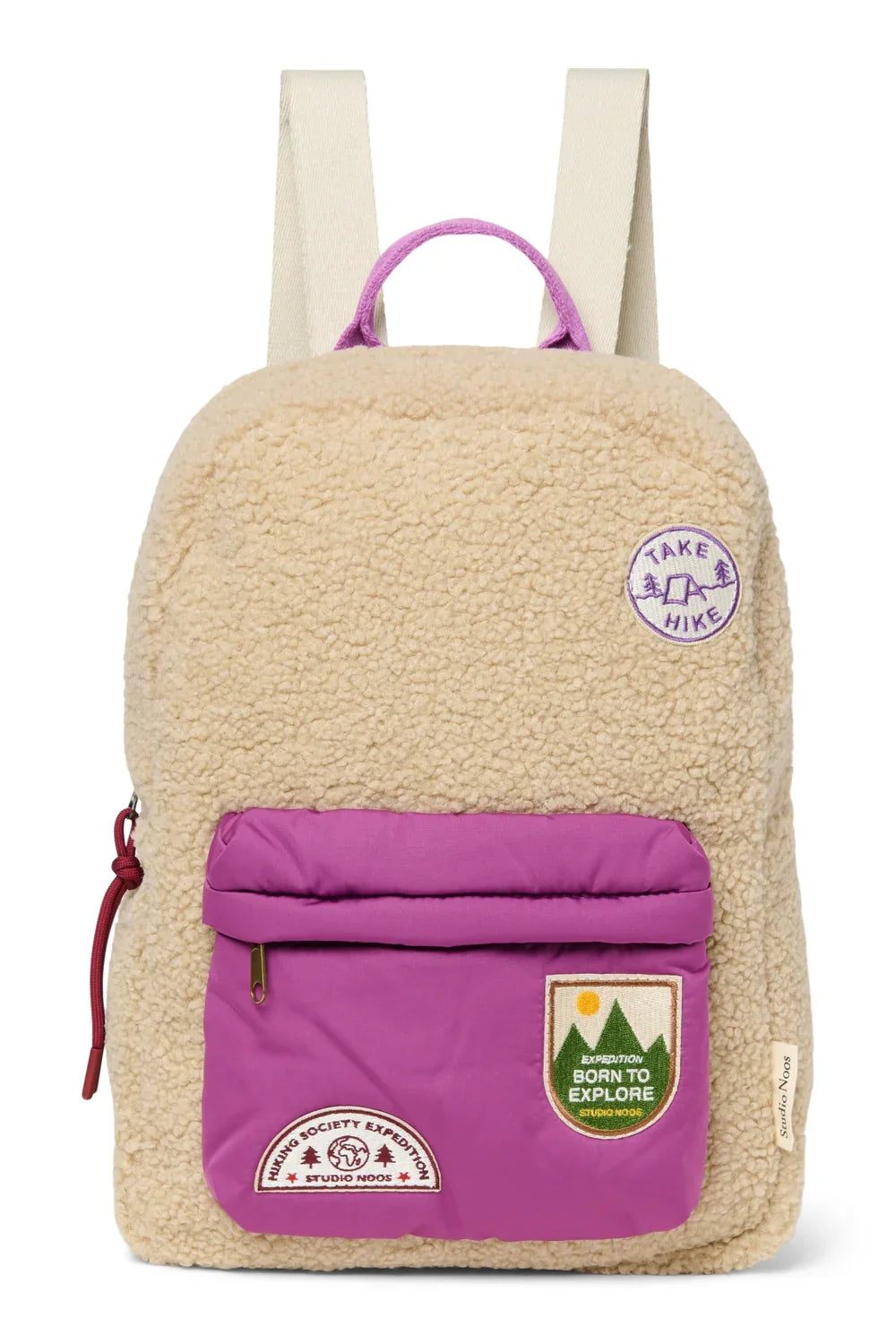 Ecru/Purple Teddy Midi Backpack