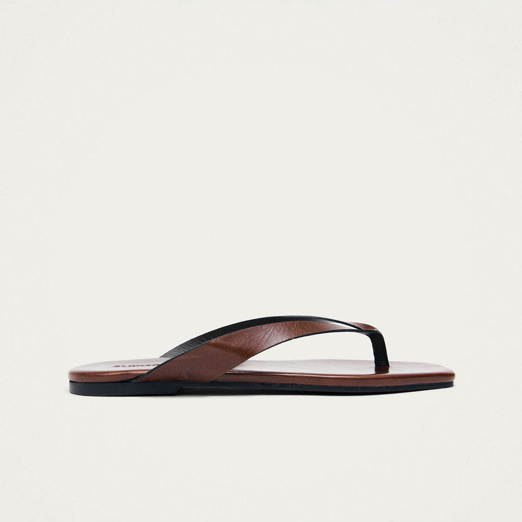Ola Rift Brown Leather Sandals