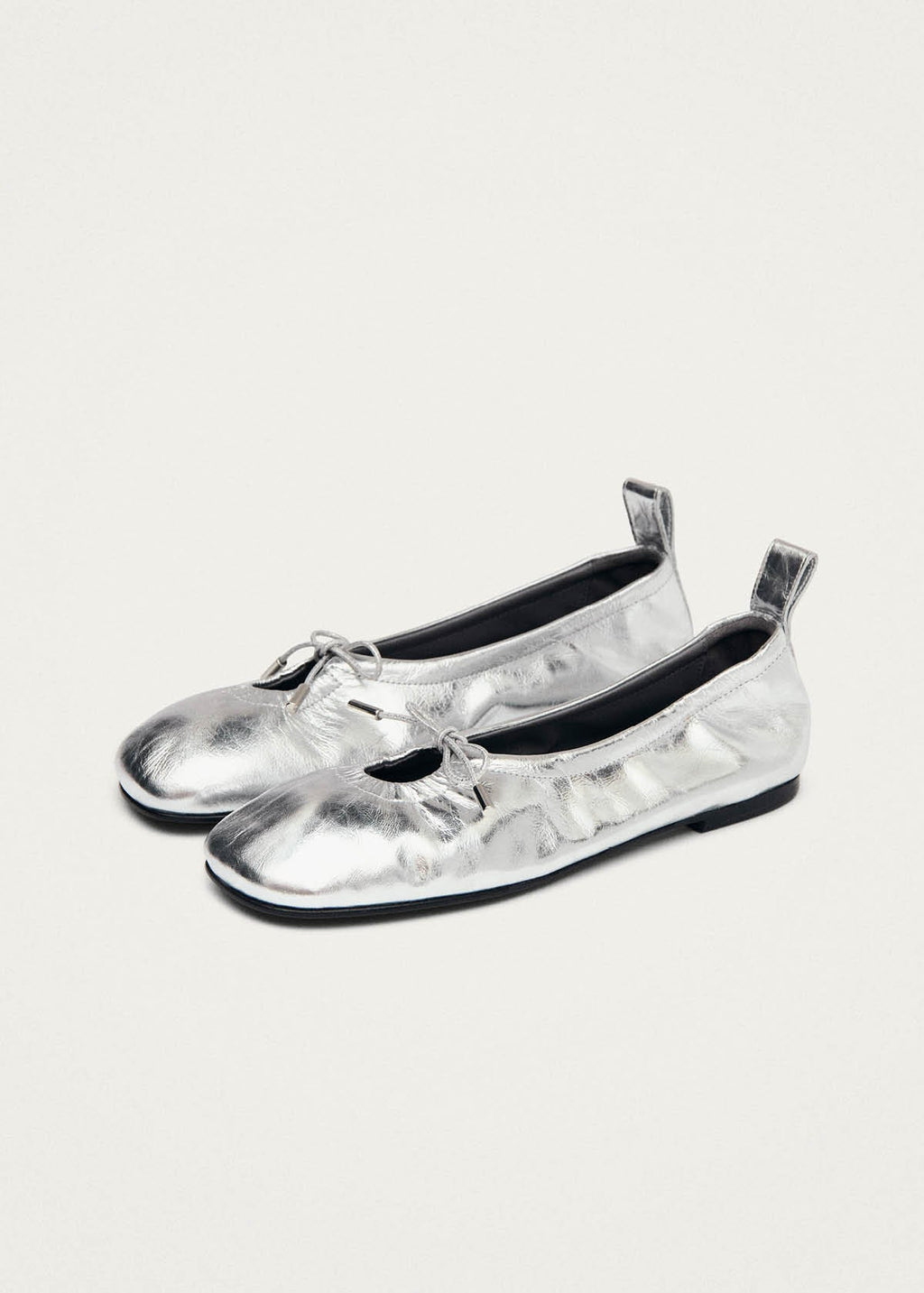 Rosalind Shimmer Silver Leather Ballet Flats