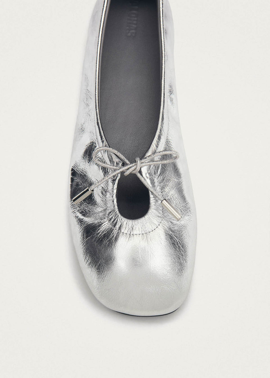 Rosalind Shimmer Silver Leather Ballet Flats