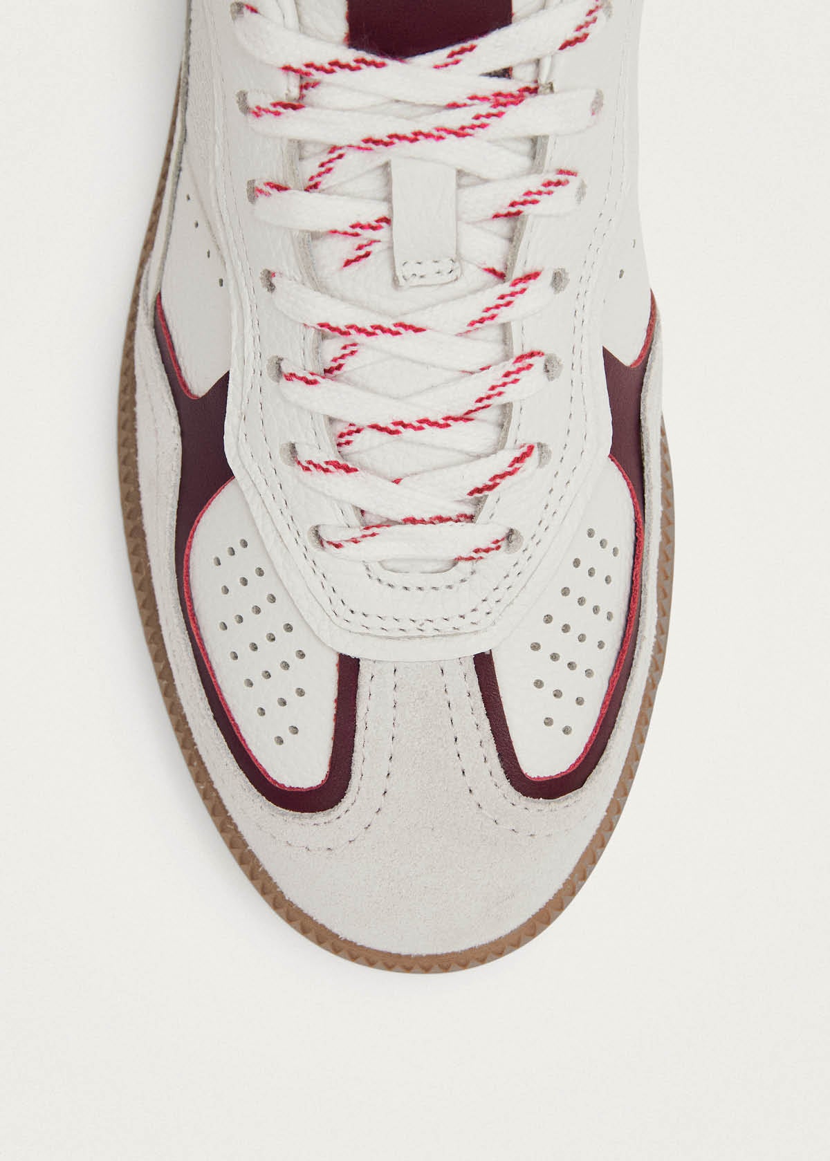 Tb.490 Rife Grain White Burgundy Leather Sneakers